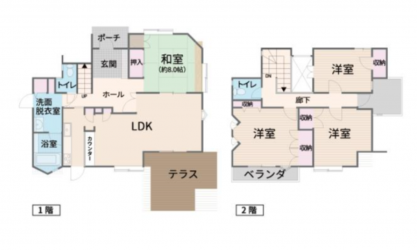 福山市明王台、中古一戸建ての間取り画像です