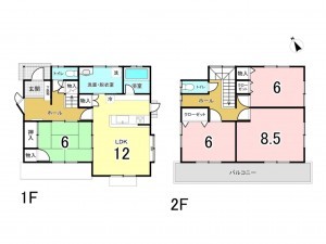 福山市幕山台、中古一戸建ての間取り画像です