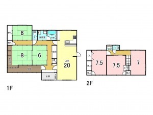 福山市、中古一戸建ての間取り画像です