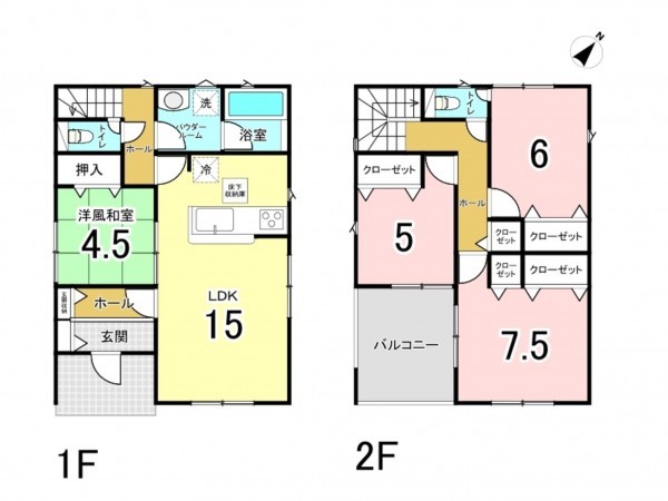 福山市草戸町、新築一戸建ての間取り画像です