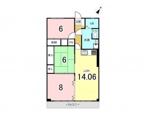福山市西町、マンションの間取り画像です