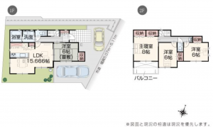 福山市幕山台、新築一戸建ての間取り画像です