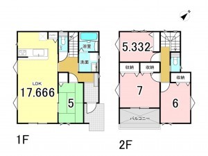 福山市幕山台、新築一戸建ての間取り画像です