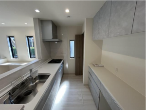 福山市幕山台、新築一戸建てのキッチン画像です