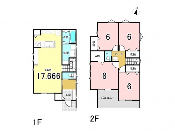 福山市幕山台、新築一戸建ての間取り画像です
