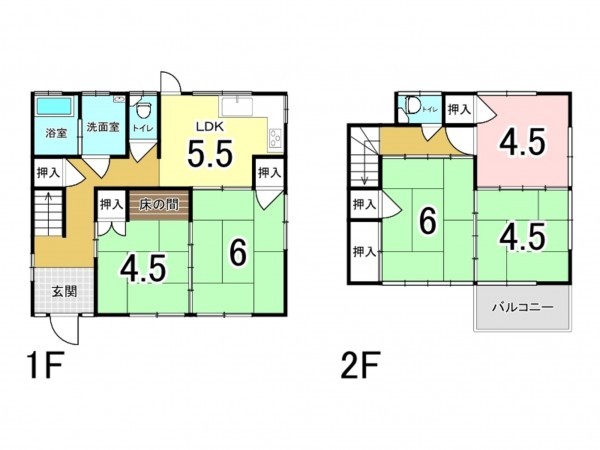福山市新涯町、中古一戸建ての間取り画像です