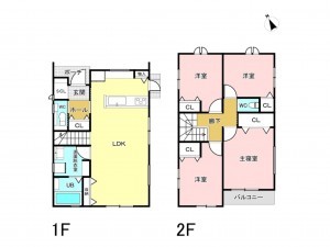 福山市沖野上町、中古一戸建ての間取り画像です