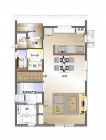 福山市沖野上町、中古一戸建ての間取り画像です