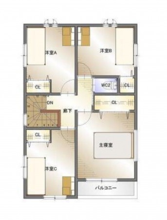 福山市沖野上町、中古一戸建ての間取り画像です