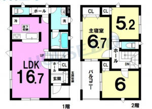 福山市本庄町中、新築一戸建ての間取り画像です