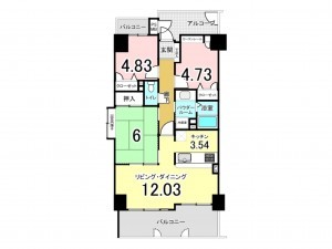 福山市入船町、マンションの間取り画像です