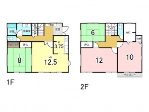 福山市明王台、中古一戸建ての間取り画像です