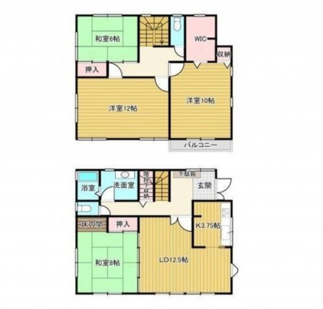 福山市明王台、中古一戸建ての間取り画像です