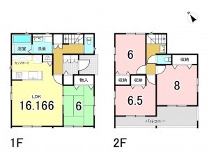 福山市水呑町、新築一戸建ての間取り画像です