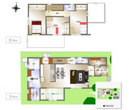 福山市南蔵王町、新築一戸建ての間取り画像です