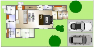 福山市南蔵王町、新築一戸建ての間取り画像です