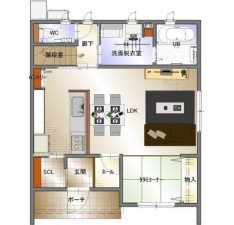 福山市南蔵王町、新築一戸建ての間取り画像です