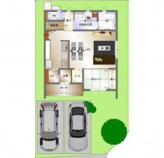 福山市南蔵王町、新築一戸建ての間取り画像です