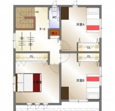 福山市南蔵王町、新築一戸建ての間取り画像です