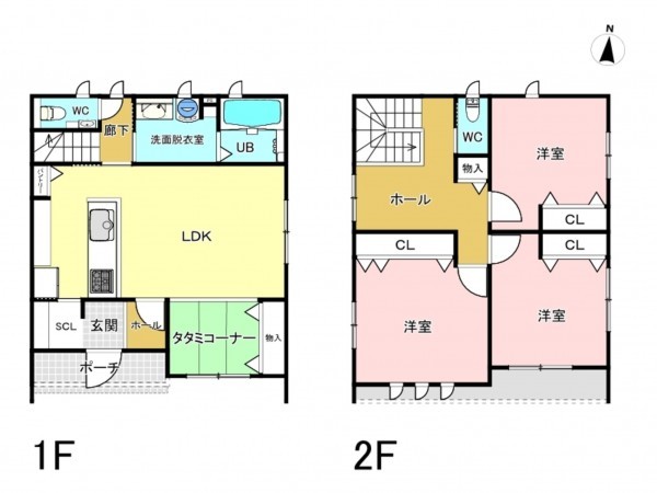 福山市南蔵王町、新築一戸建ての間取り画像です