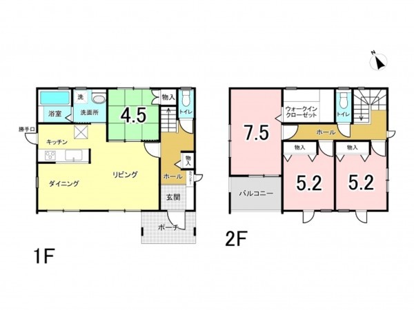福山市春日町浦上、中古一戸建ての間取り画像です