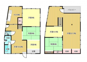 福山市新市町大字新市、中古一戸建ての間取り画像です