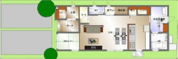 福山市本庄町中、新築一戸建ての間取り画像です