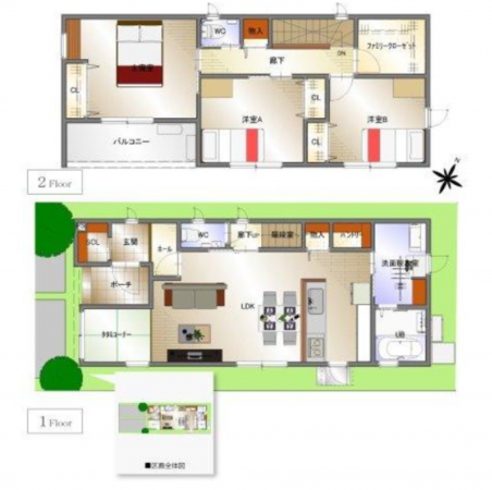 福山市本庄町中、新築一戸建ての間取り画像です