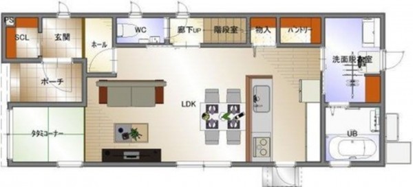 福山市本庄町中、新築一戸建ての間取り画像です