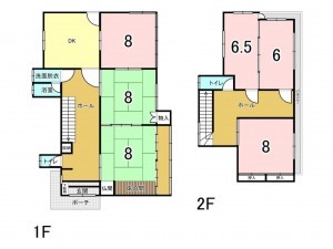 福山市伊勢丘、中古一戸建ての間取り画像です