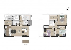 福山市草戸町、新築一戸建ての間取り画像です