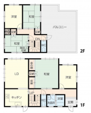 福山市東陽台、中古一戸建ての間取り画像です