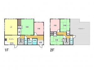 福山市東陽台、中古一戸建ての間取り画像です