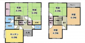 福山市東深津町、中古一戸建ての間取り画像です