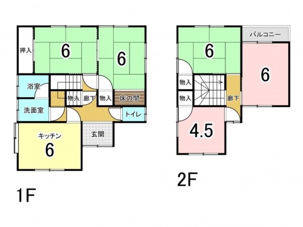 福山市東深津町、中古一戸建ての間取り画像です