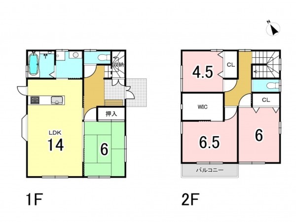 福山市向陽町、中古一戸建ての間取り画像です