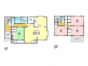 福山市明王台、中古一戸建ての間取り画像です