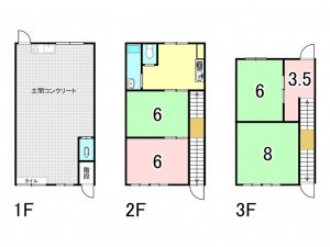 福山市野上町、中古一戸建ての間取り画像です