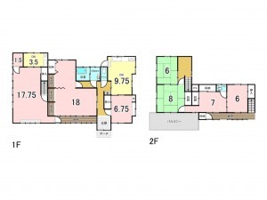 福山市新市町大字新市、中古一戸建ての間取り画像です
