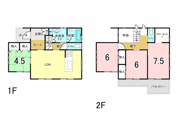 福山市山手町、中古一戸建ての間取り画像です