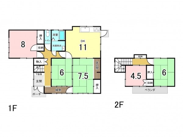 福山市日吉台、中古一戸建ての間取り画像です