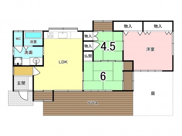 福山市新市町大字戸手、中古一戸建ての間取り画像です