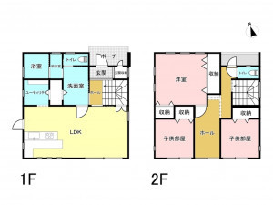 府中市桜が丘、中古一戸建ての間取り画像です