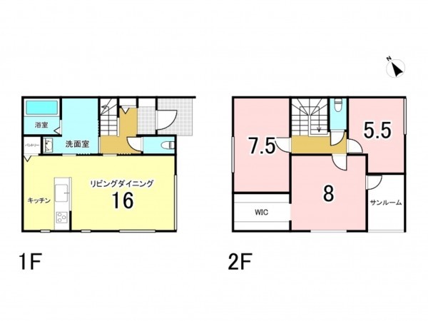 福山市東川口町、新築一戸建ての間取り画像です