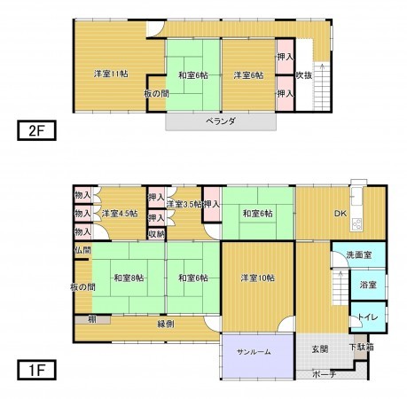 福山市神辺町字道上、中古一戸建ての間取り画像です