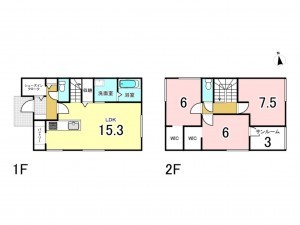 福山市坪生町、新築一戸建ての間取り画像です