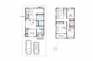 福山市春日町、新築一戸建ての間取り画像です