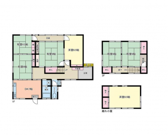 福山市新市町大字戸手、中古一戸建ての間取り画像です
