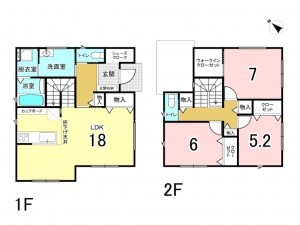 福山市水呑町、新築一戸建ての間取り画像です