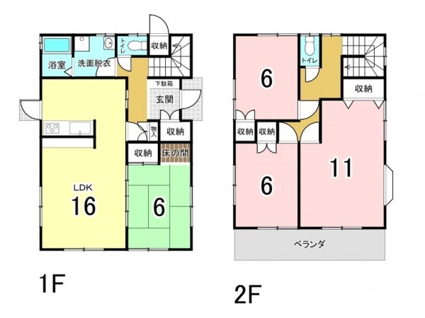 福山市坪生町、中古一戸建ての間取り画像です
